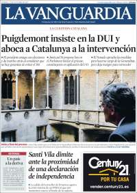 Ley de Ingresos, Televisa y Cataluña en primeras planas - portadas-27-oct-vanguardia