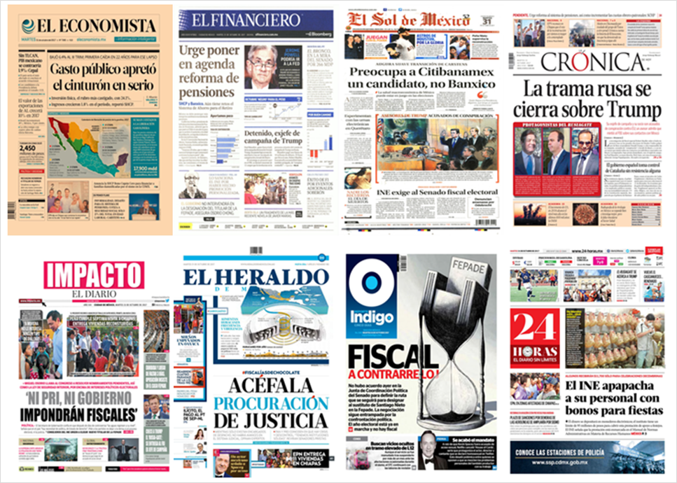 EPN, Kevin Spacey y Trump en primeras planas - portadas-31-oct