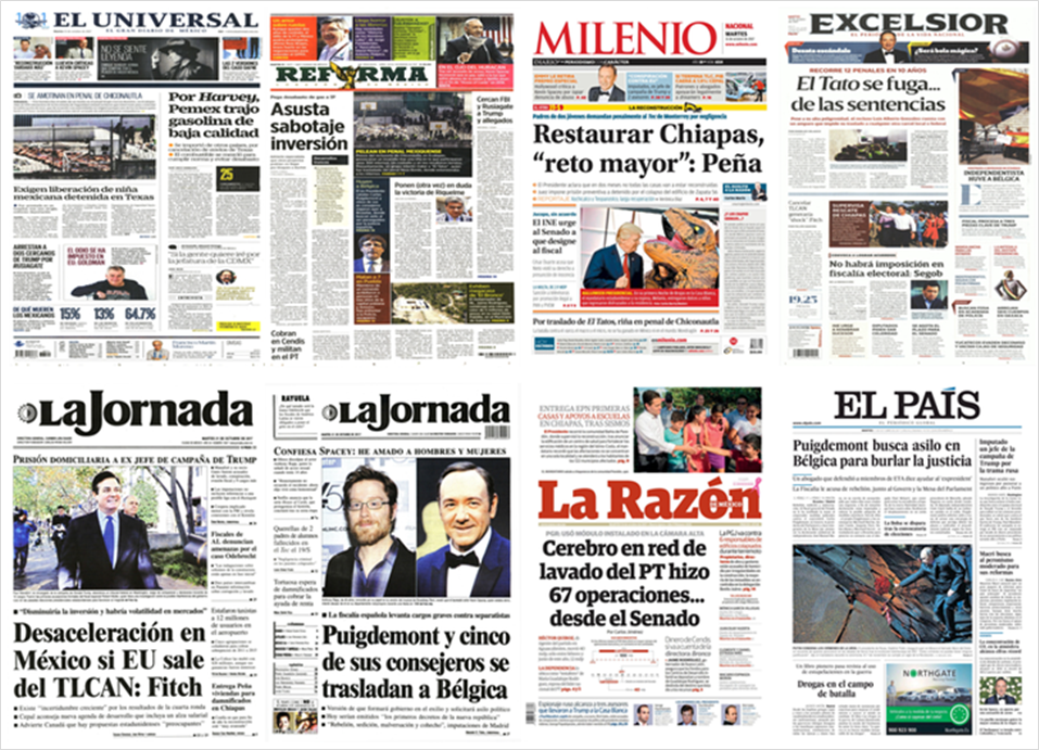 EPN, Kevin Spacey y Trump en primeras planas