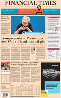Sismo y Theresa May en primeras planas - portadas-5-oct-financial