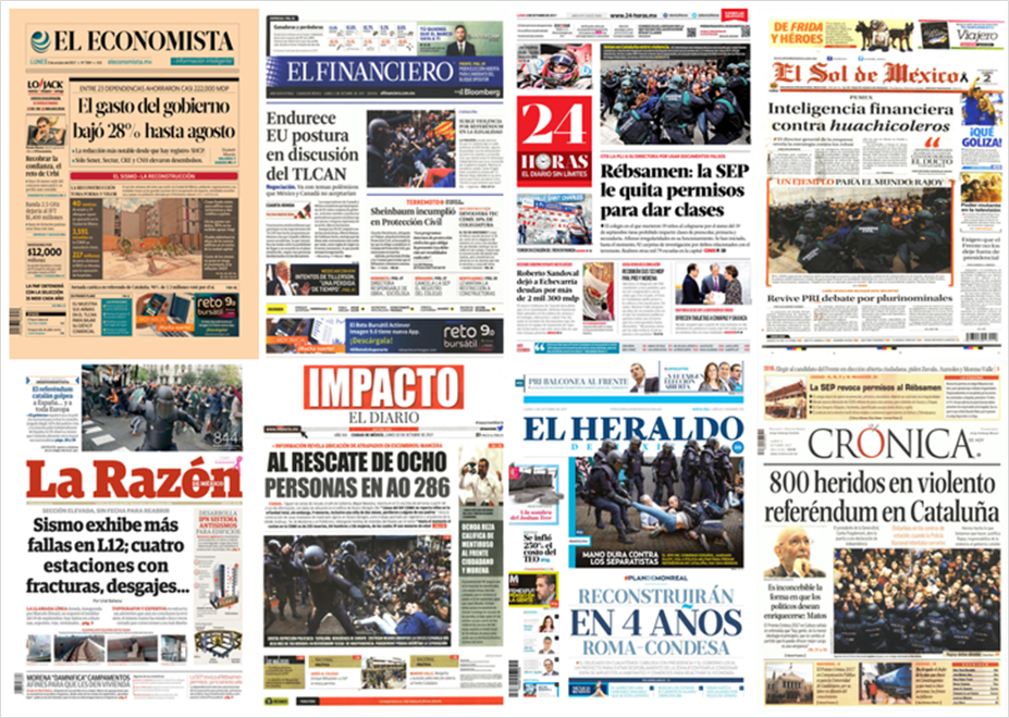 Colegio Enrique Rébsamen y Cataluña en primeras planas - portadas-oct-2-1