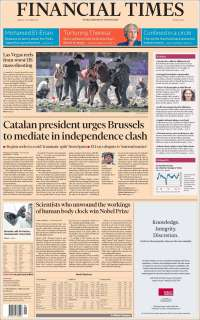 Sismo y ataque en Las Vegas en primeras planas - portadas-oct-3-finacial