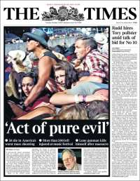 Sismo y ataque en Las Vegas en primeras planas - portadas-oct-3-thetimes