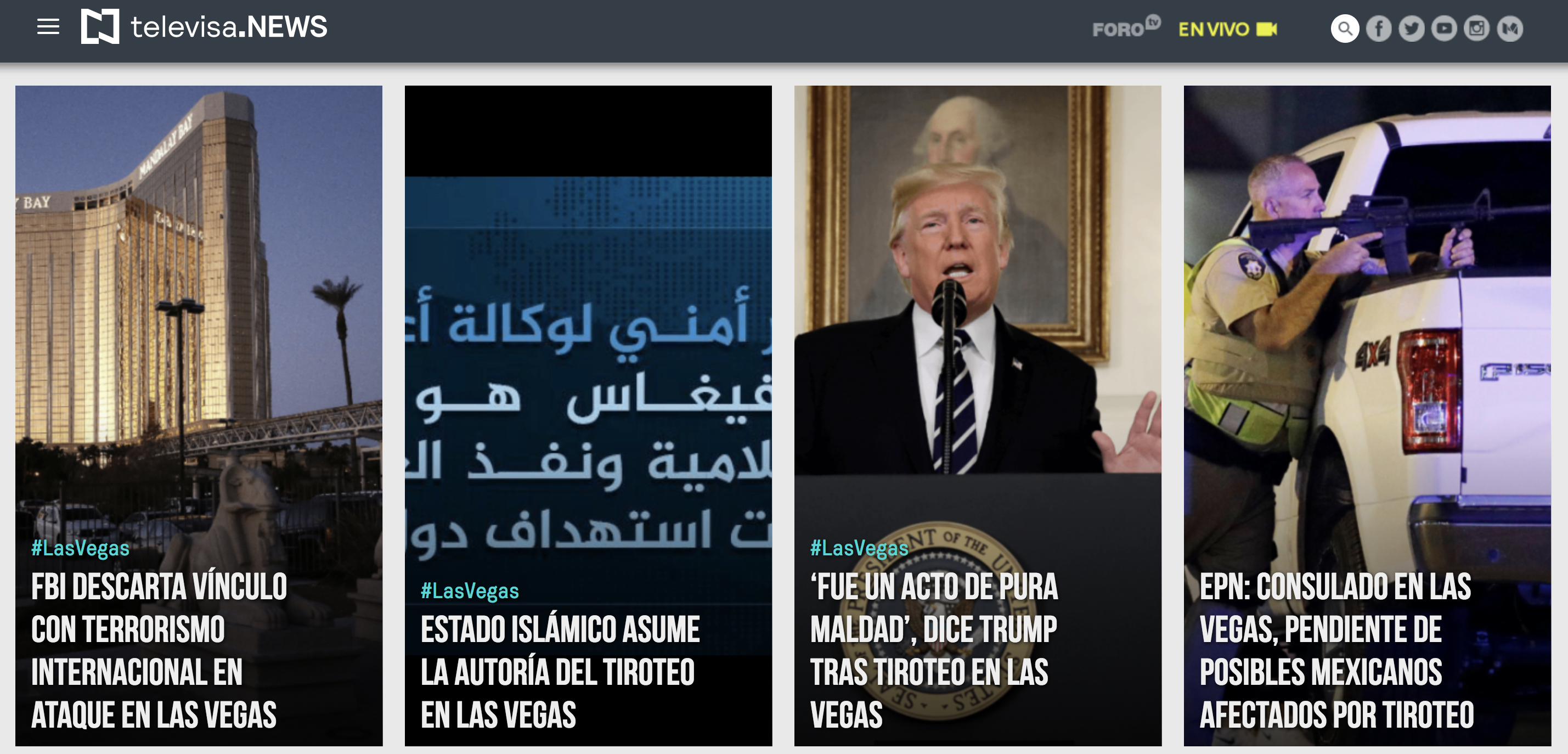 La reacción de los medios en el mundo por el ataque en Las Vegas - televisa