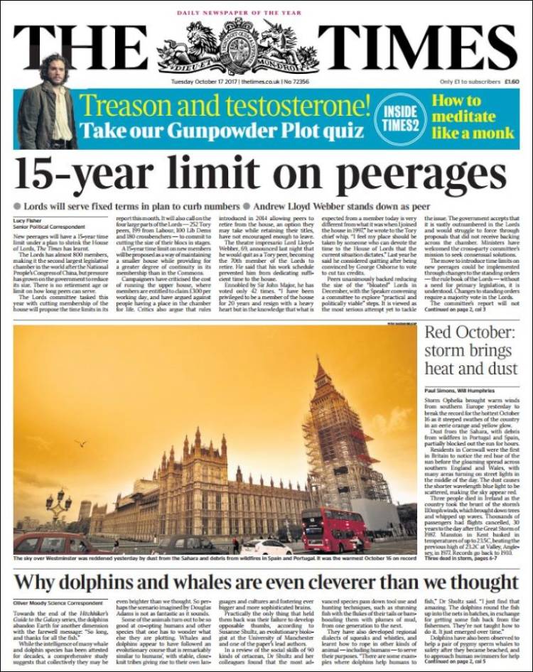 Peña Nieto y la PGR en las portadas del martes - the-times