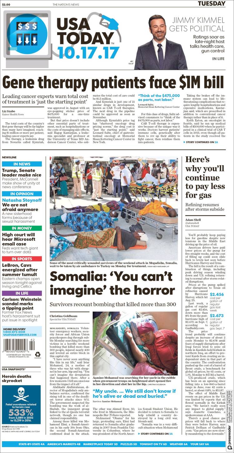 Peña Nieto y la PGR en las portadas del martes - usatoday