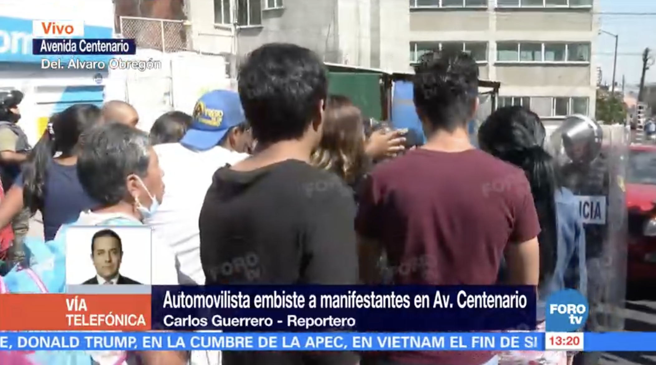 Conductor embiste manifestación y provoca enfrentamiento entre granaderos y vecinos - camioneta-18