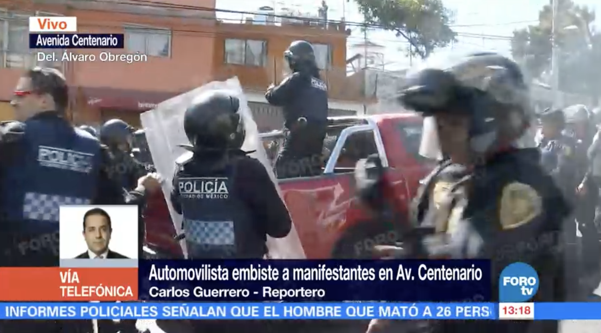 Conductor embiste manifestación y provoca enfrentamiento entre granaderos y vecinos - camioneta-8