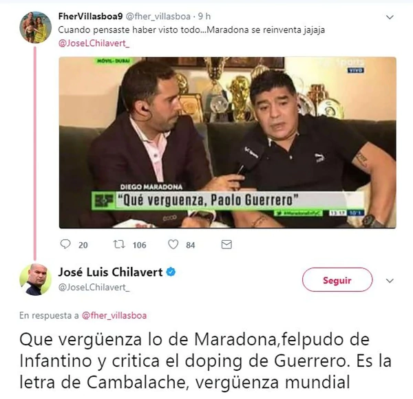 Chilavert ataca a Maradona por meme - chilvarte-maradona-meme-paolo-guerrero