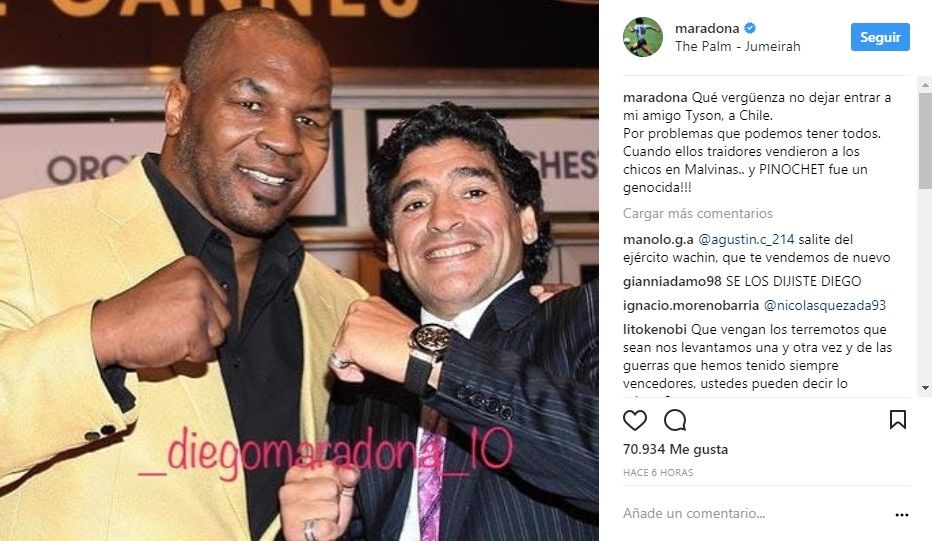 #VIDEO deportan a Mike Tyson de Chile por antecedentes penales - maradona-tyson
