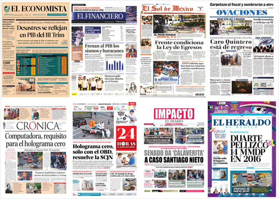 Caro Quintero, SCJN y ataque en Nueva York en primeras planas - portadas-1-nov1