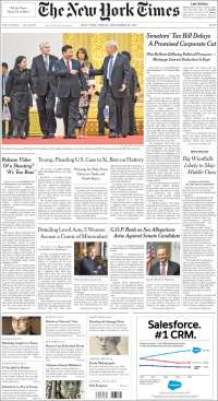 EPN, Trump y China en primeras planas - portadas-10-nov-nyt