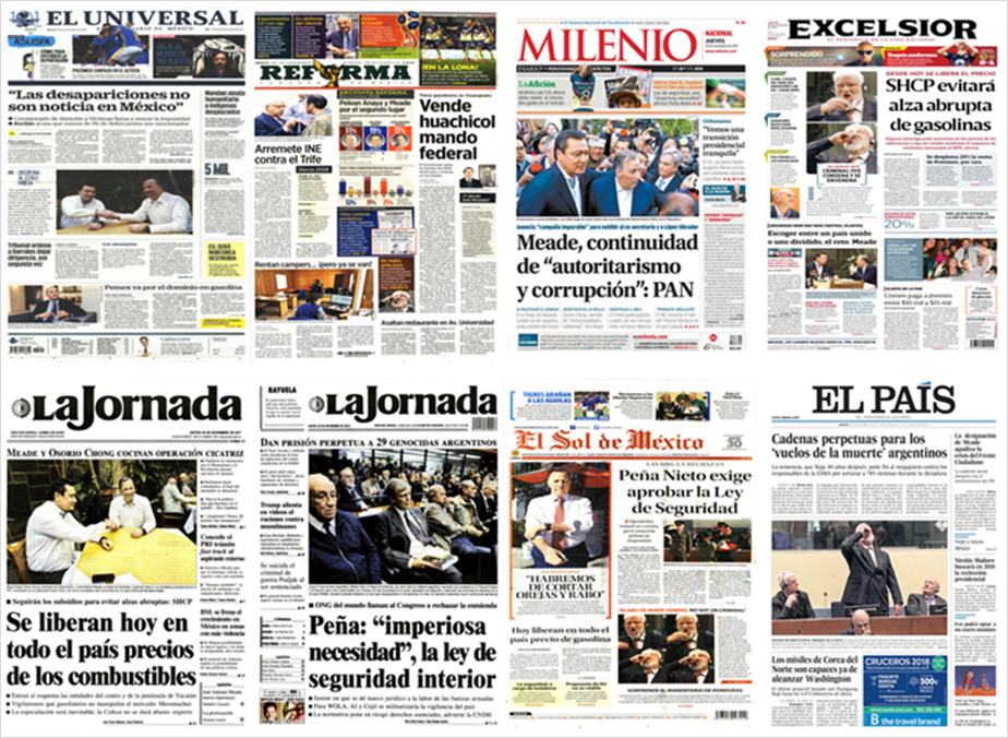 Meade, Osorio Chong y Trump en primeras planas