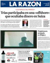 SFP, Puigdemont y Texas en primeras planas - portadas-6-nov-razon