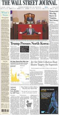 Venustiano Carranza, Virginia y Nueva Jersey en primeras planas - portadas-8-nov-twsj