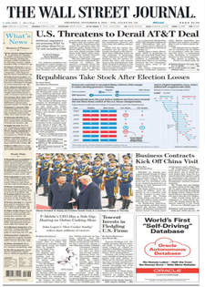 TPP, INE, Trump y China en primeras planas - portadas-9-nov-twsj