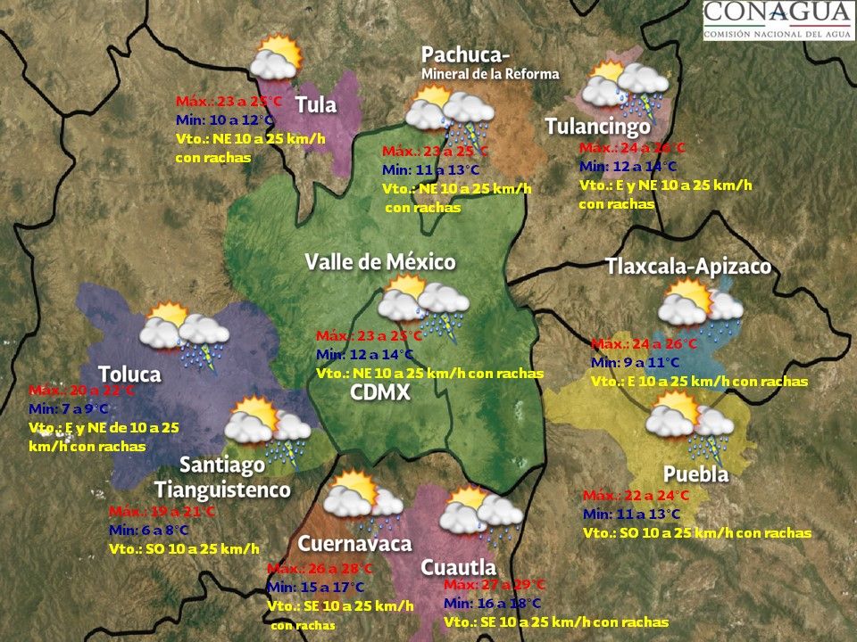 Cielo medio nublado y chubascos vespertinos en el Valle de México - vdm-0110