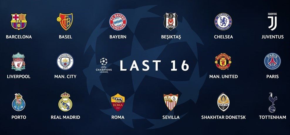 Los 16 equipos clasificados a octavos de final de la Champions League