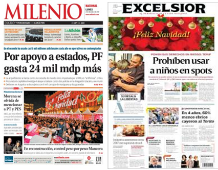 Navidad y elecciones en las portadas del lunes