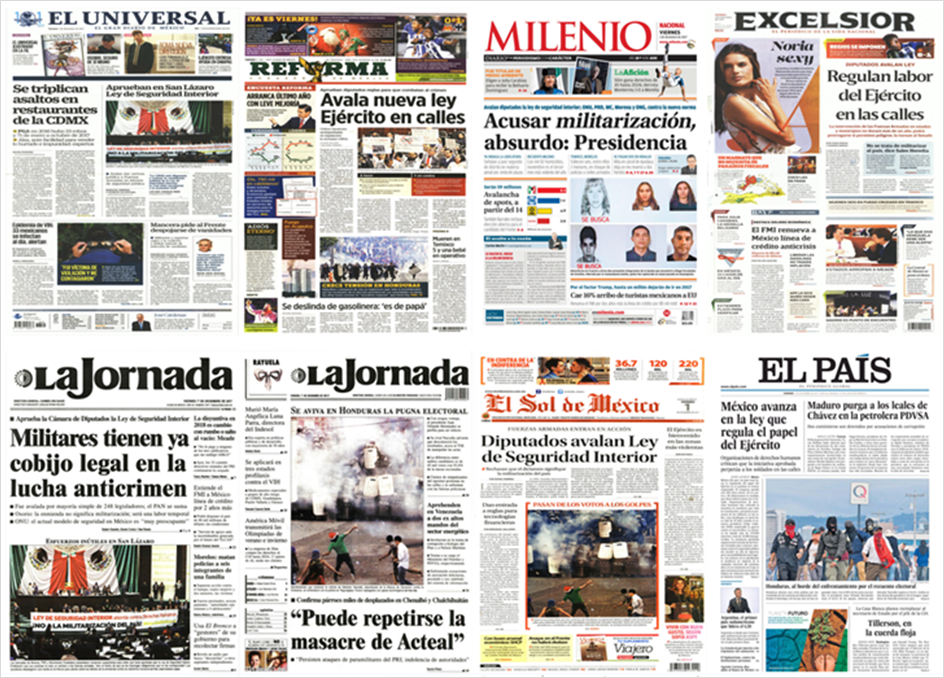 Ley de Seguridad Interior y reforma fiscal de EE.UU. en primeras planas