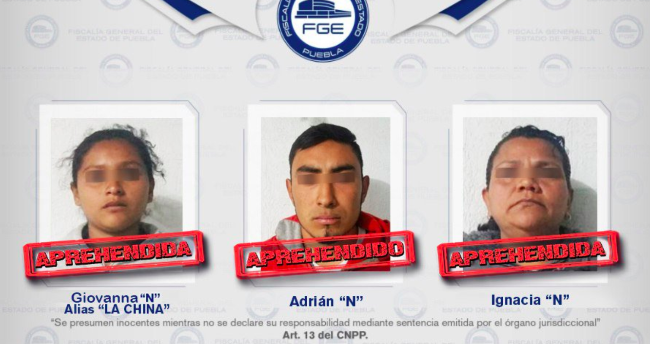 Detienen a tres por asesinato de mujer en Puebla Detienen a tres por asesinato de mujer en Puebla