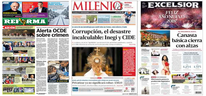 La llegada del 2018 en las portadas del lunes