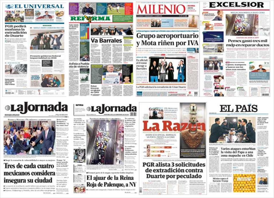 PGR, César Duarte y DACA en primeras planas PGR, César Duarte y DACA en primeras planas