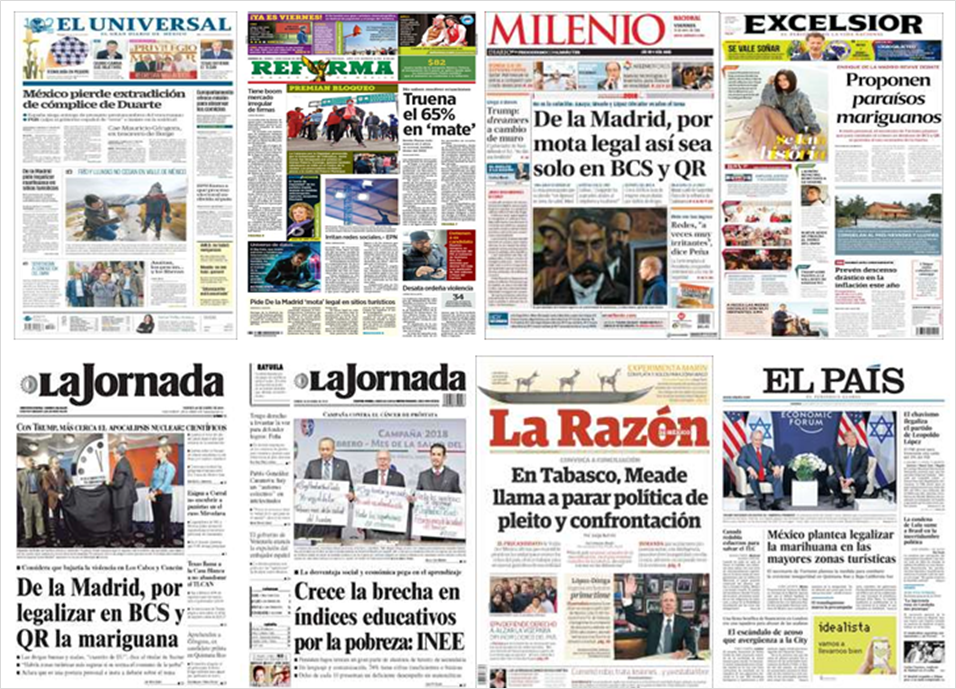 De la Madrid, mariguana y Trump en primeras planas