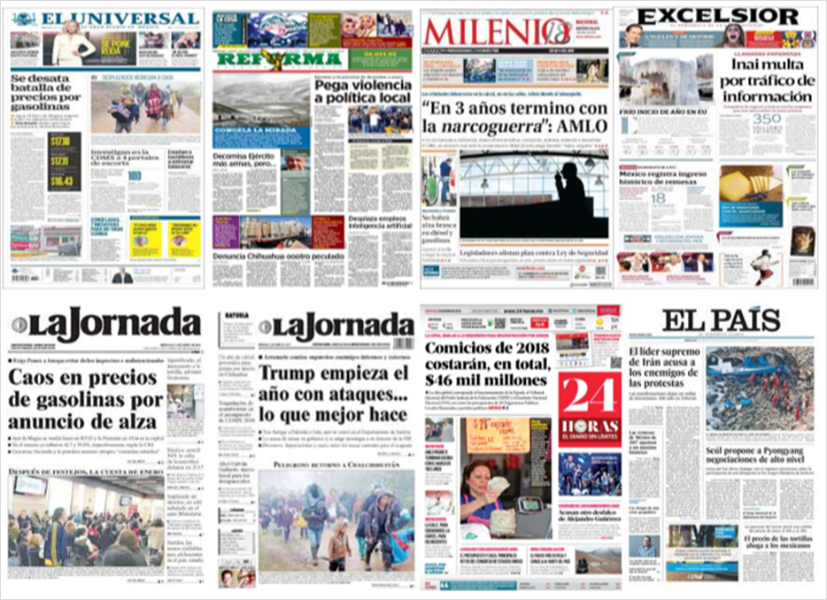 Gasolina, tortillas y Trump en primeras planas