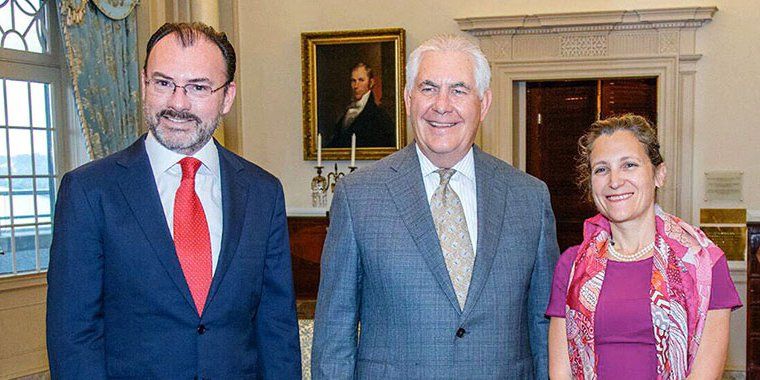 Videgaray, Freeland y Tillerson se reunirán el viernes en Ciudad de México