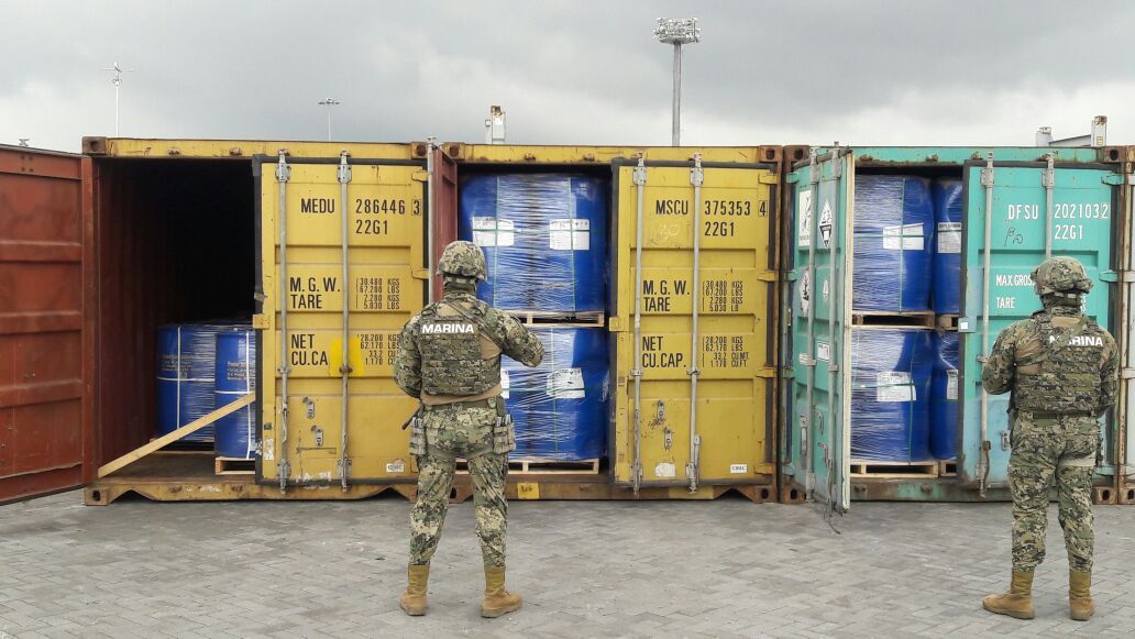 Aseguran casi 50 toneladas de precursores químicos en Manzanillo