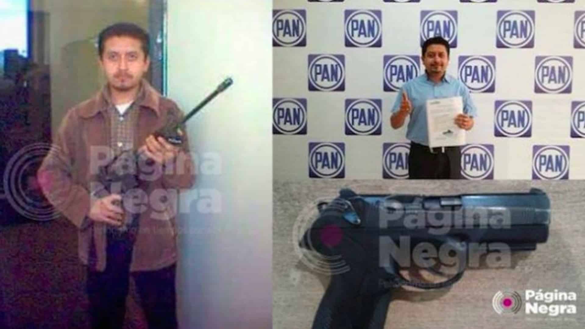 Precandidato panista en Puebla posa con rifle exclusivo del ejército