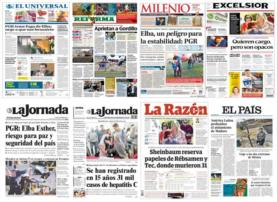 Elba Esther y tiroteo en Florida en primeras planas