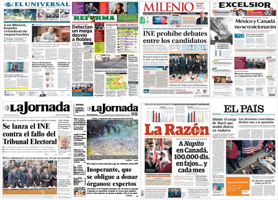 INE, debates y Trump en primeras planas