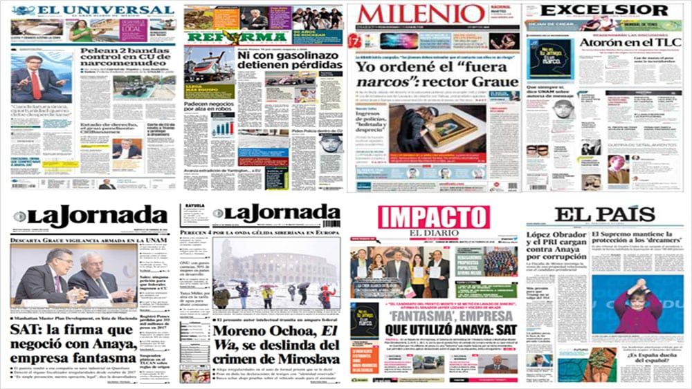 Anaya, SAT y DACA en primeras planas Anaya, SAT y DACA en primeras planas