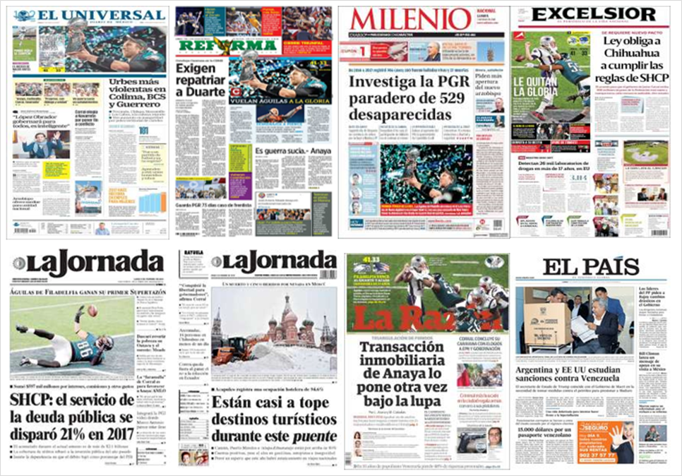 Deuda pública y Águilas de Filadelfia en primeras planas