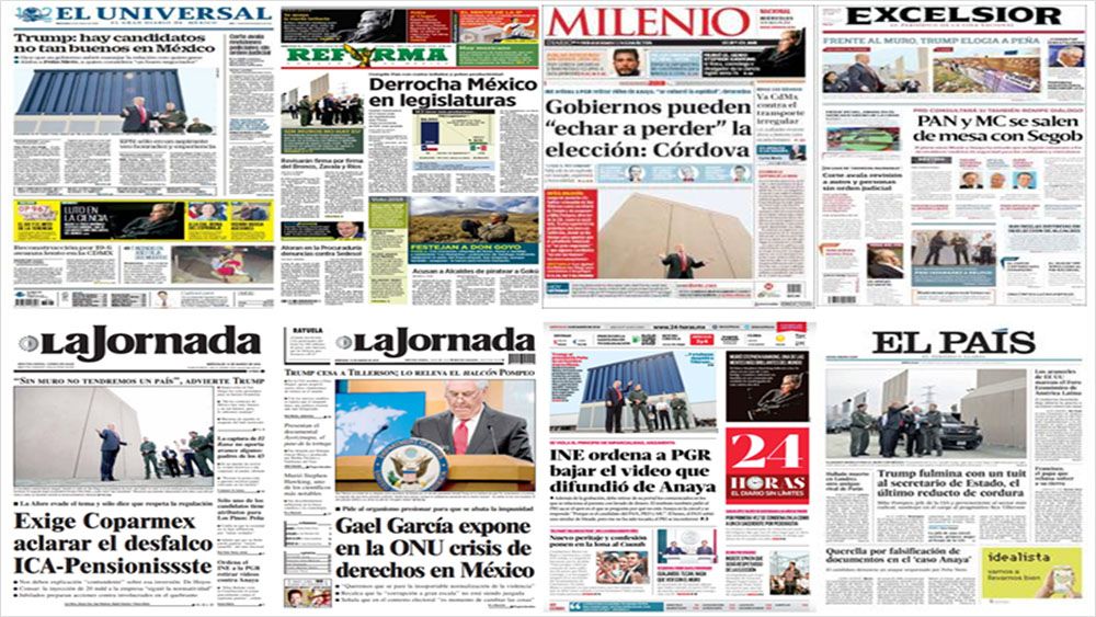 Muro, Trump y Tillerson en primeras planas