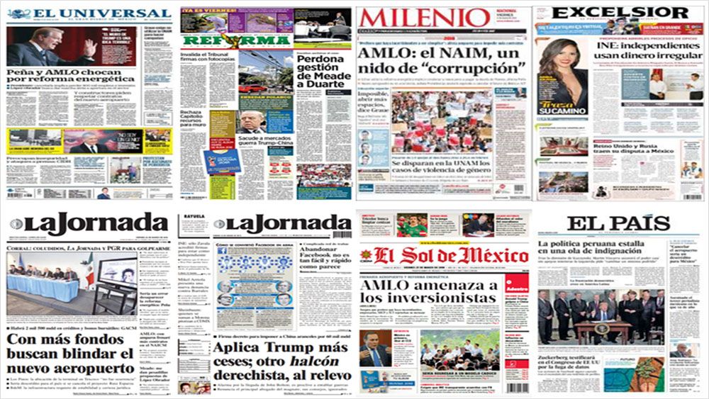 AMLO, nuevo aeropuerto, Trump y China en primeras planas