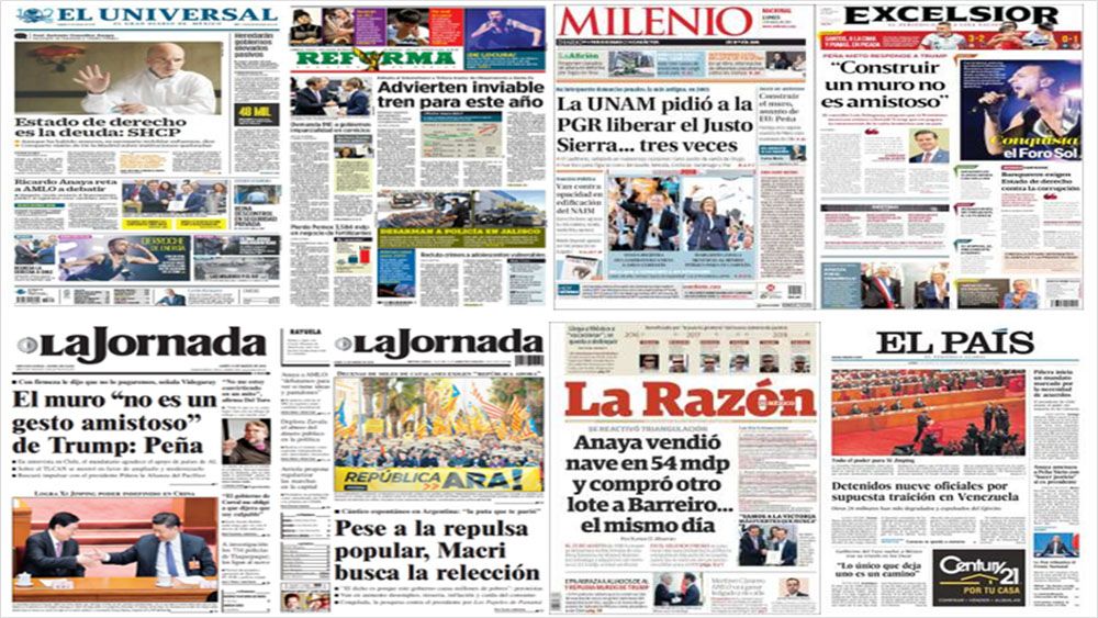 EPN, muro y Trump en primeras planas