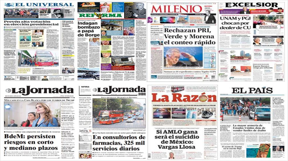 Vargas Llosa, AMLO y Trump en primeras planas