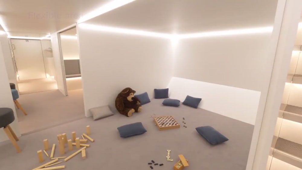 Airbus presenta proyecto para instalar áreas de juego y camas en aviones