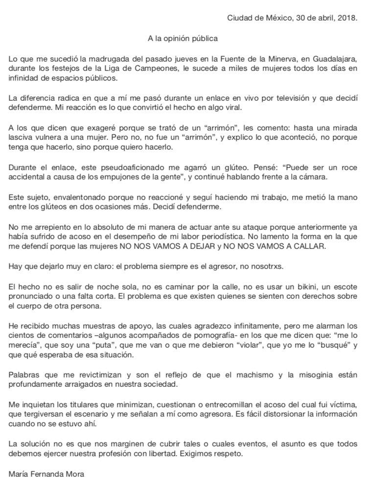 Aficionado tocó mis glúteos más de una vez: reportera de Fox Sports - comunicado-fox-sports