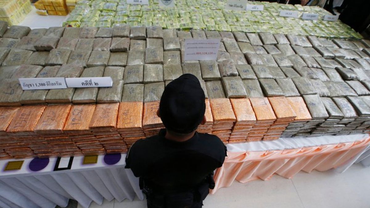 Confiscan 54 millones de dólares en droga en Tailandia
