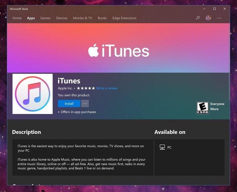 Llega iTunes a la Microsoft Store