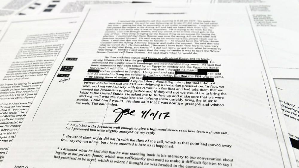 Dan a conocer documentos de conversaciones de Trump con Comey