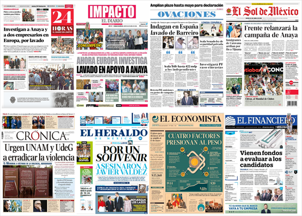 Anaya, veto migratorio y Trump en primeras planas - portadas-26-abr1