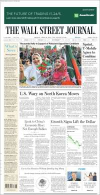 Checo Pérez y Corea del Norte en primeras planas - portadas-30-abr-wsj