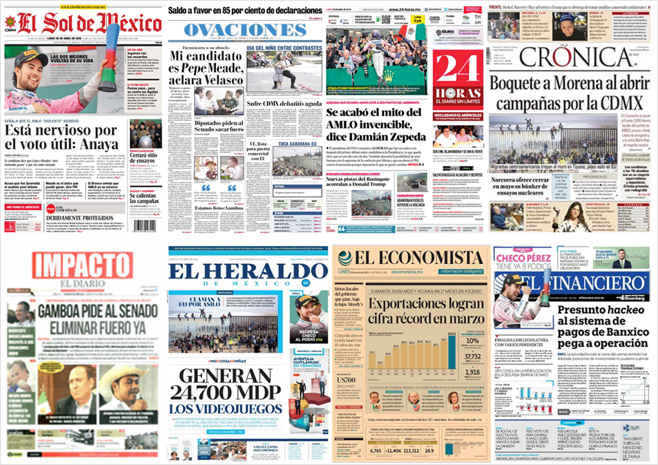 Checo Pérez y Corea del Norte en primeras planas - portadas-30-abr2