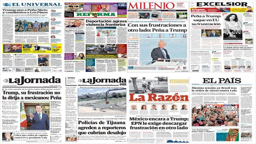 Peña Nieto y Trump en primeras planas Peña Nieto y Trump en primeras planas