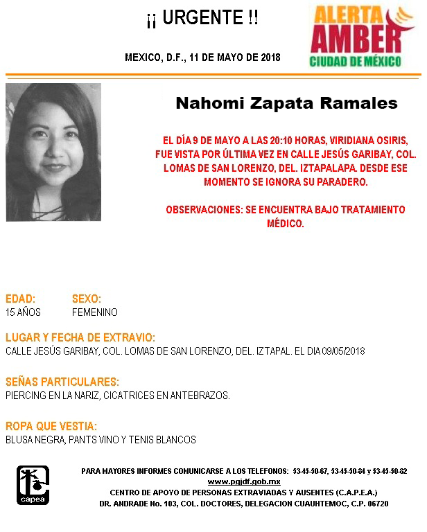 Alerta Amber rectifica nombre joven extraviada - alerta-amber-ok